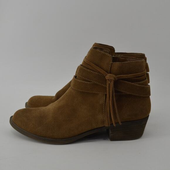 Kensie Glence Booties Sz 9 Leather Tassle Brown Suede Ankle Boots - Picture 10 of 10